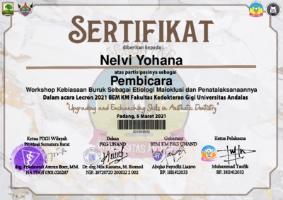 Sertifikat Pembicara Workshop Seminar National Lecron Document Repository Universitas Andalas